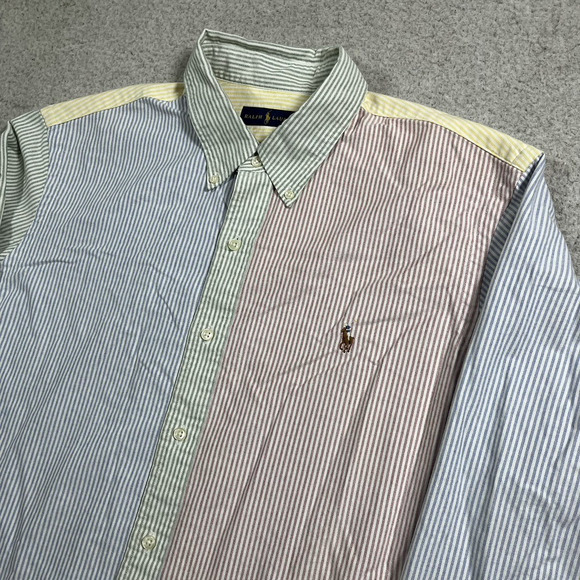 Polo Ralph Lauren Shirt Mens XL Colorblock Button Pastel Classic Oxford Stripe - Picture 3 of 14